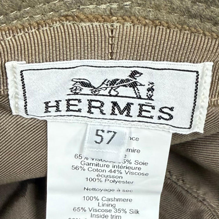 Excellent HERMES hat Serie Button Bucket Hat khaki cashmere Women 57