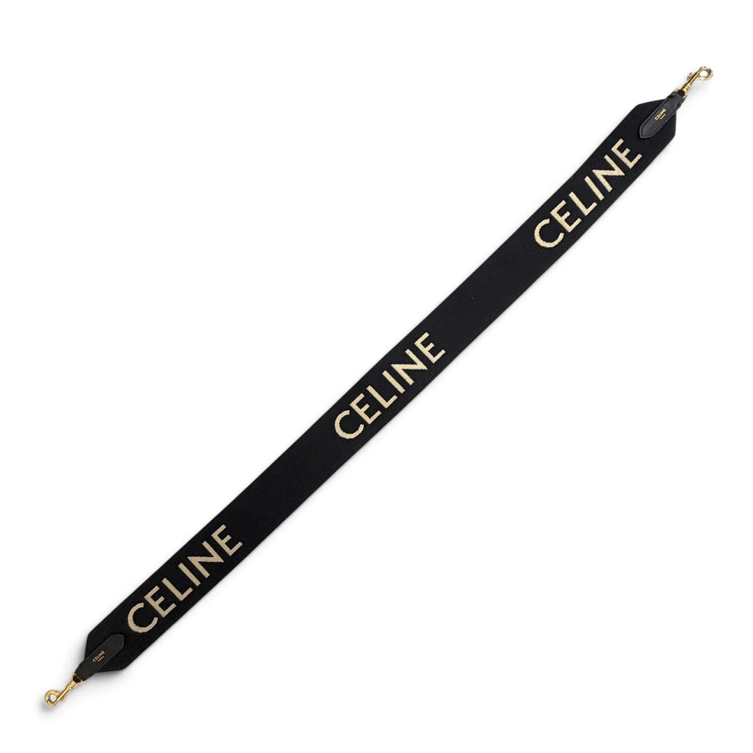Great CELINE Shoulder strap Jacquard logo black canvas Women