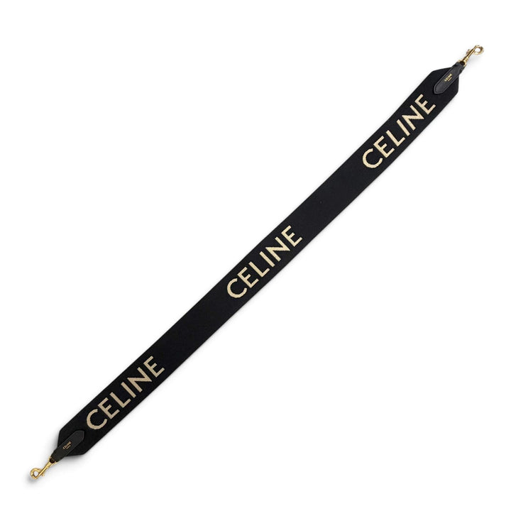 Great CELINE Shoulder strap Jacquard logo black canvas Women