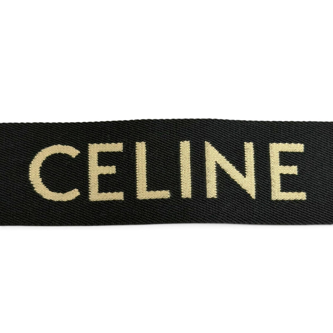 Great CELINE Shoulder strap Jacquard logo black canvas Women