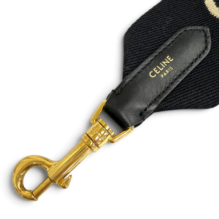 Great CELINE Shoulder strap Jacquard logo black canvas Women