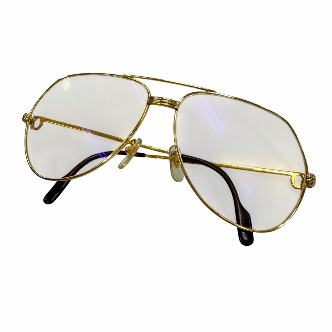 Very Good Cartier Glasses Trinity Double-bridge teardrop logo metal gold mens