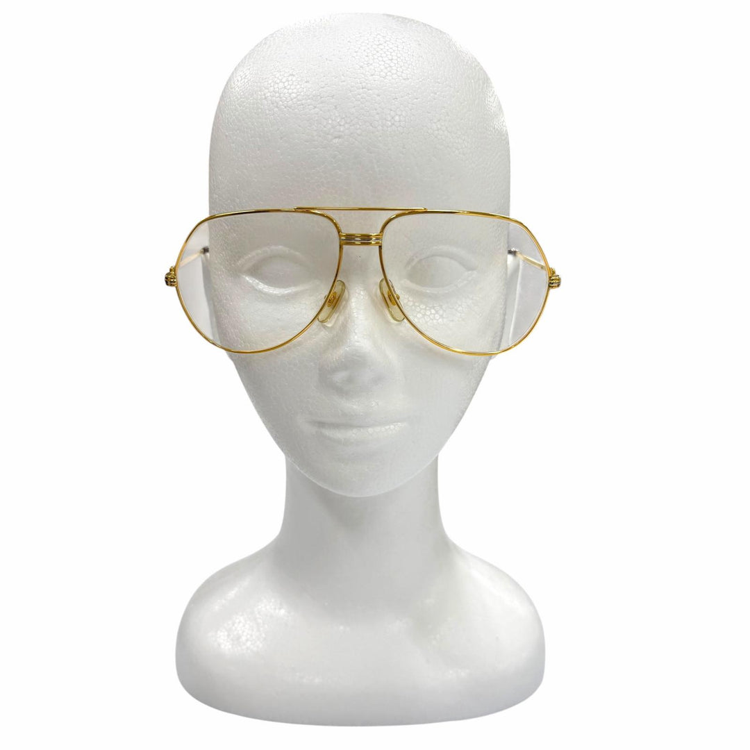 Very Good Cartier Glasses Trinity Double-bridge teardrop logo metal gold mens
