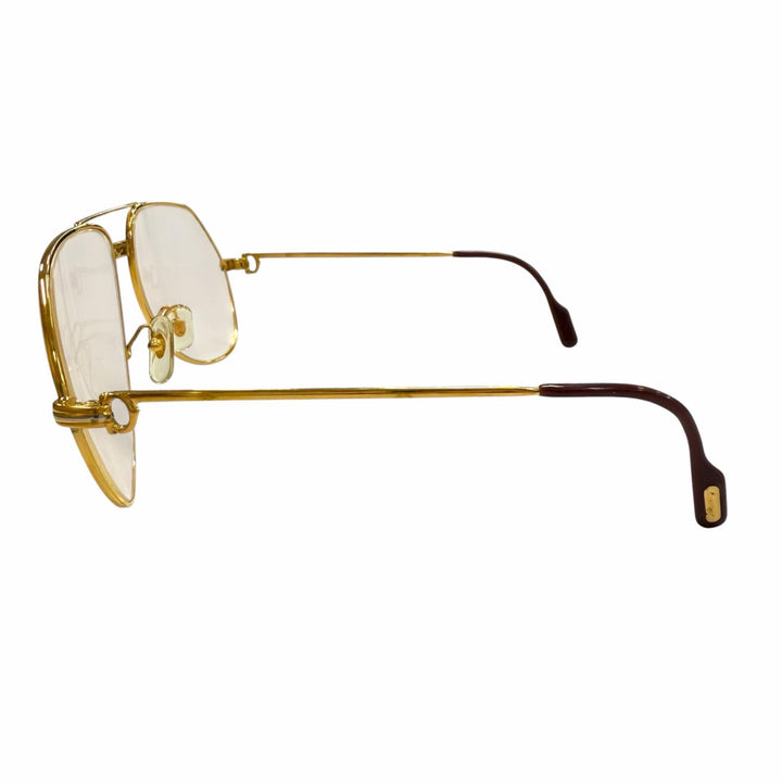 Very Good Cartier Glasses Trinity Double-bridge teardrop logo metal gold mens