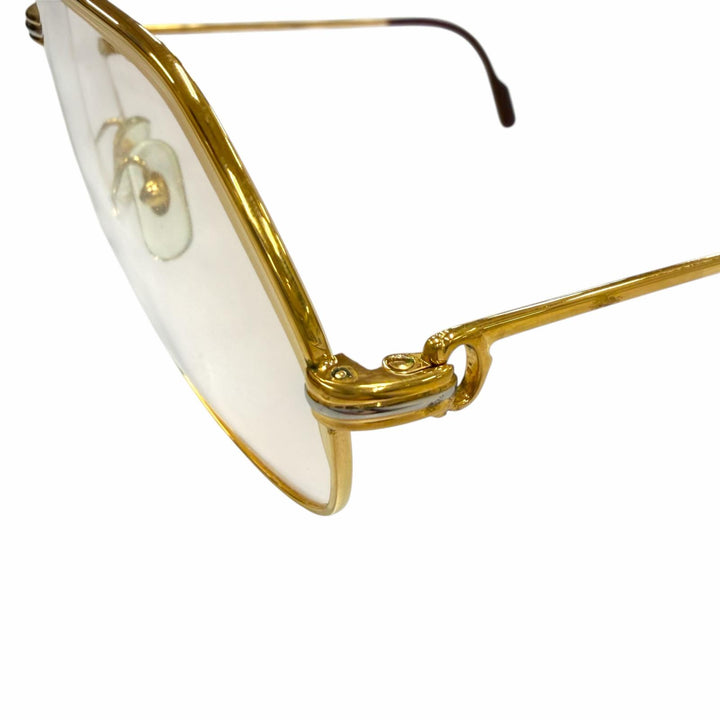 Very Good Cartier Glasses Trinity Double-bridge teardrop logo metal gold mens