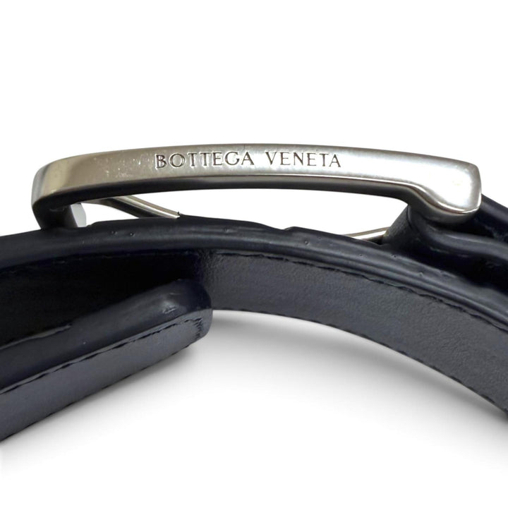 Great BOTTEGAVENETA belt INTRECCIATO Navy leather mens
