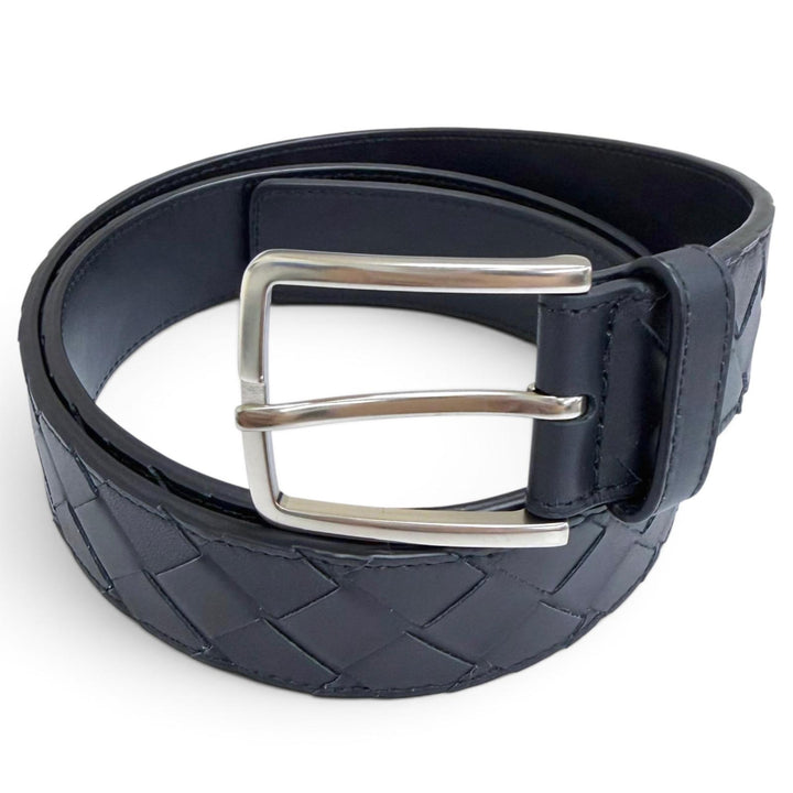 Great BOTTEGAVENETA belt INTRECCIATO Navy leather mens