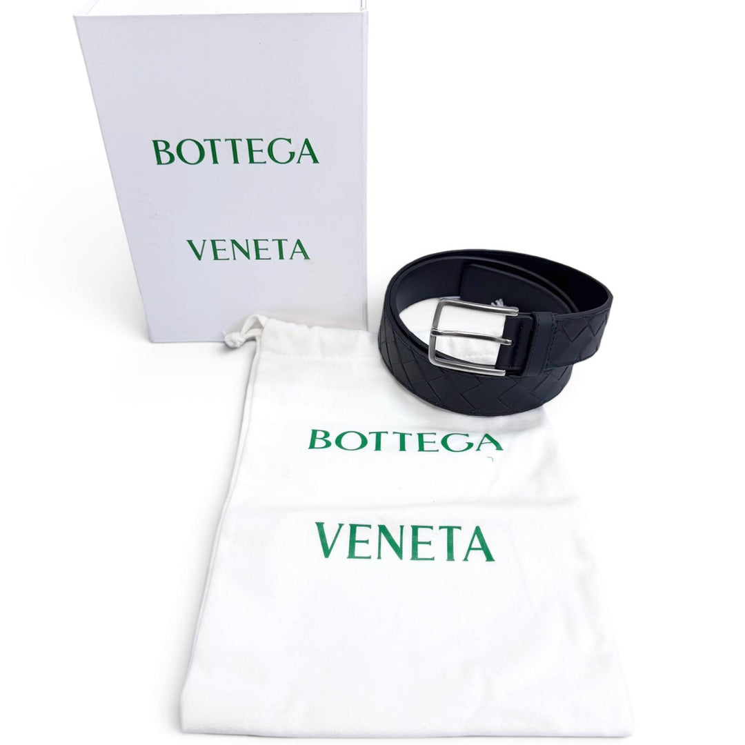 Great BOTTEGAVENETA belt INTRECCIATO Navy leather mens