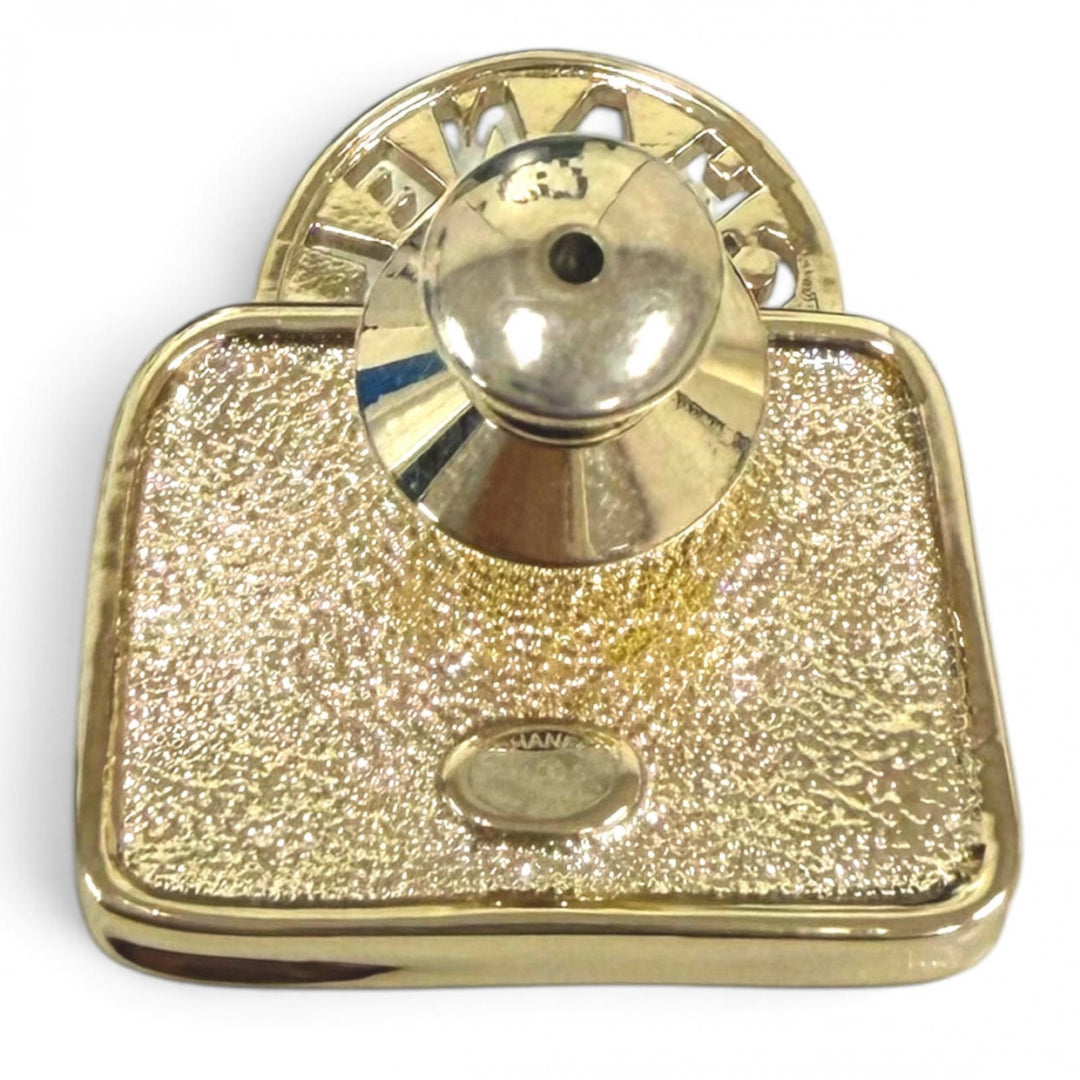 Great CHANEL Brooch Matelassé bag motif COCO Mark rhinestone B24S