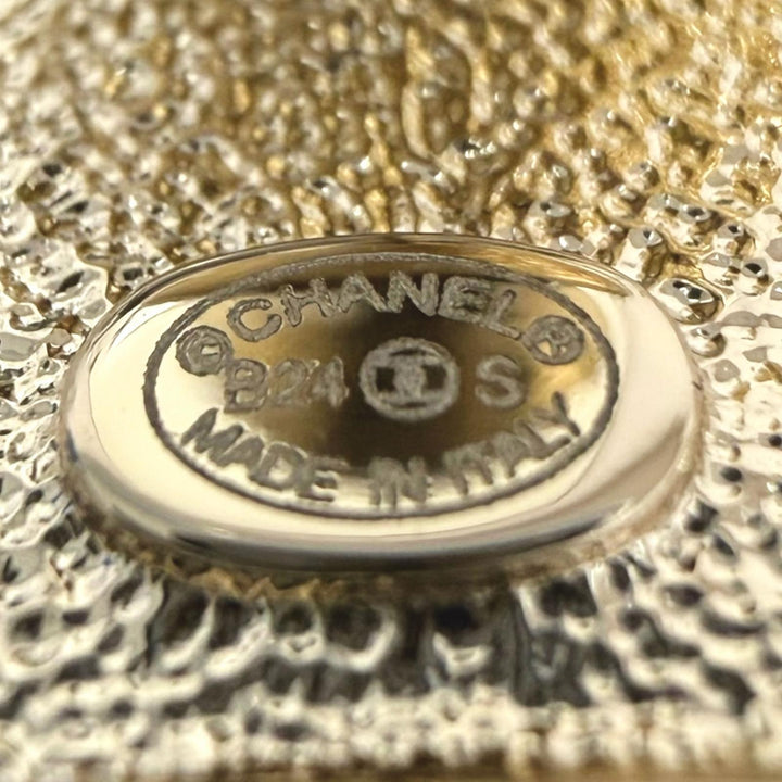 Great CHANEL Brooch Matelassé bag motif COCO Mark rhinestone B24S