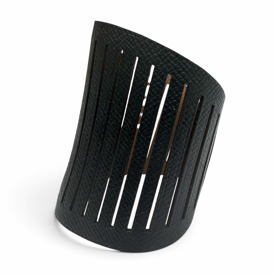 Great HERMES Bangle Ajure Petit H Sellier Button Reversible Bracelet black