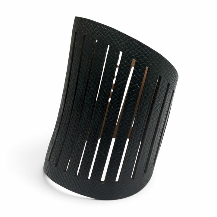 Great HERMES Bangle Ajure Petit H Sellier Button Reversible Bracelet black