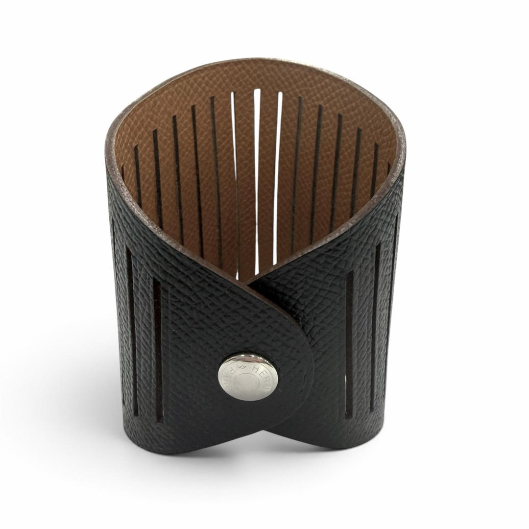 Great HERMES Bangle Ajure Petit H Sellier Button Reversible Bracelet black