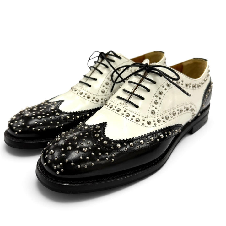 Pristine CHURCH'S Leather shoes BURWOOD MET Wingtip studded shoes black 36