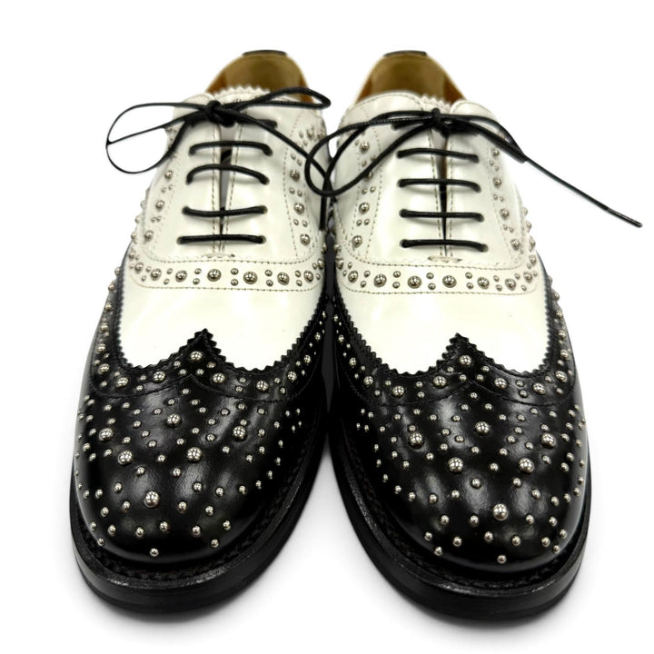 Pristine CHURCH'S Leather shoes BURWOOD MET Wingtip studded shoes black 36