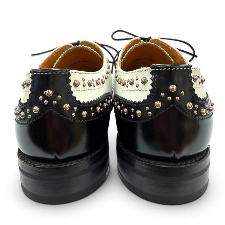 Pristine CHURCH'S Leather shoes BURWOOD MET Wingtip studded shoes black 36