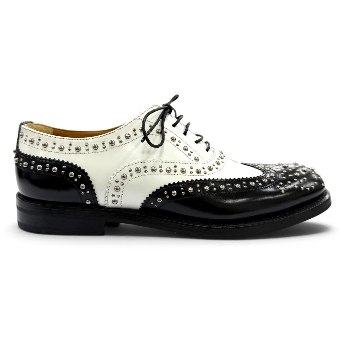 Pristine CHURCH'S Leather shoes BURWOOD MET Wingtip studded shoes black 36