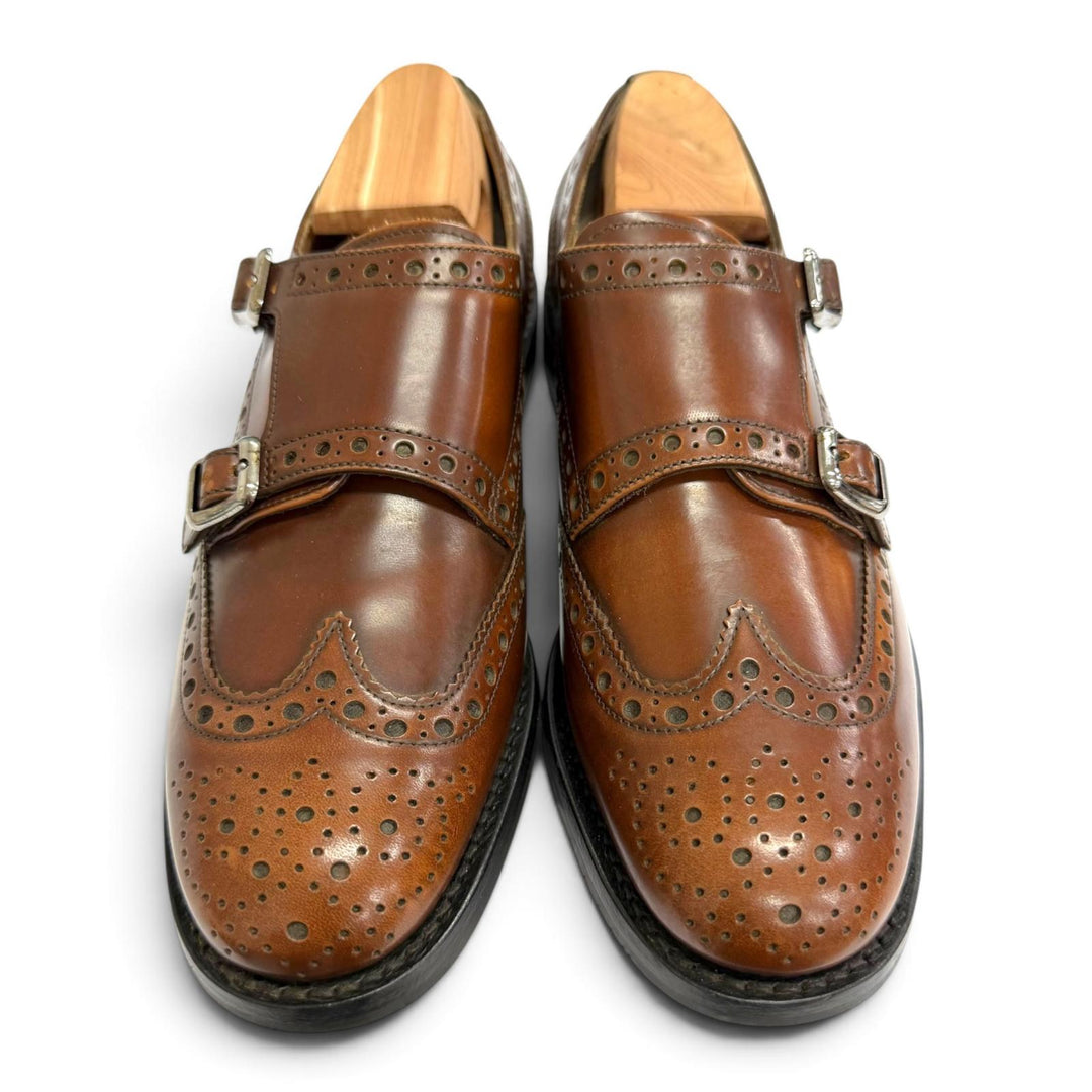 Pristine CHURCH'S Leather shoes LANA R Double Monk Strap Medallion Brown 36.5