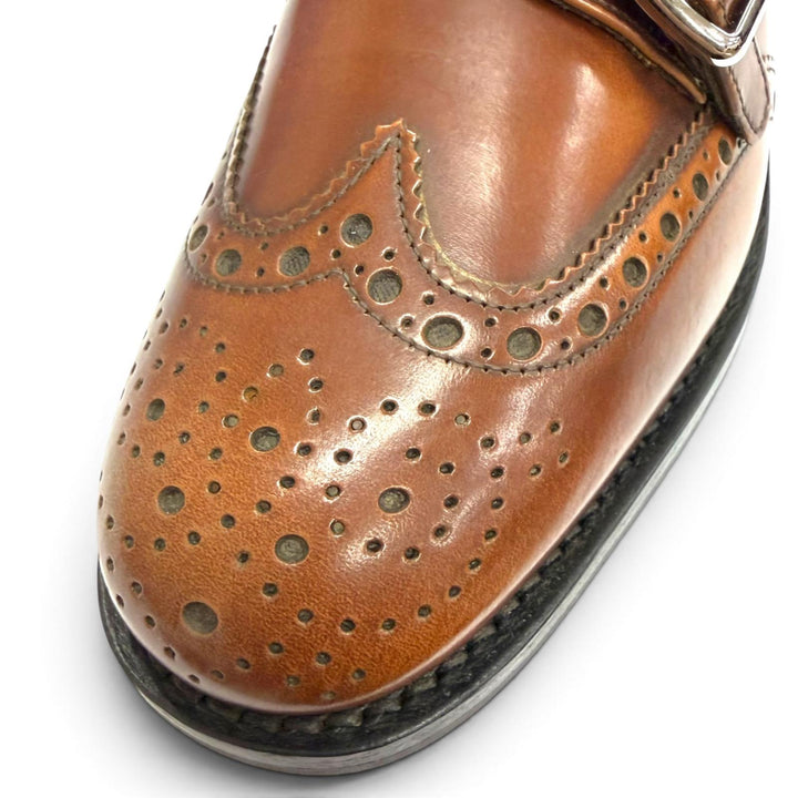 Pristine CHURCH'S Leather shoes LANA R Double Monk Strap Medallion Brown 36.5