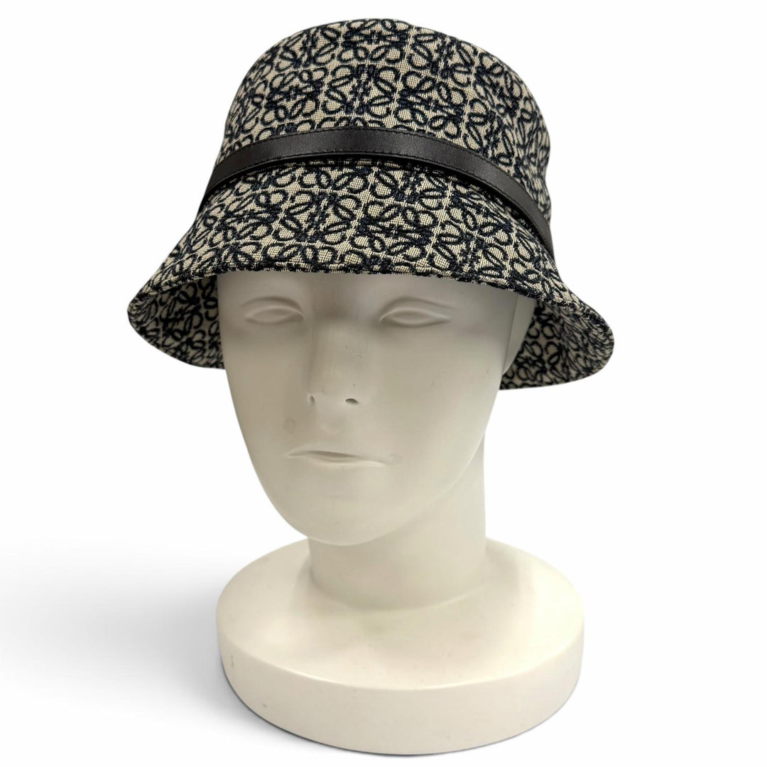 Great LOEWE hat Repeat Anagram Cowhide Leather Bucket Hat cotton 57 K820HB1X07