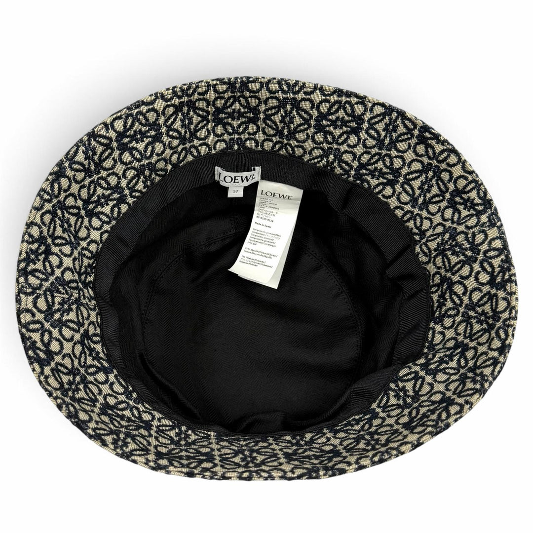 Great LOEWE hat Repeat Anagram Cowhide Leather Bucket Hat cotton 57 K820HB1X07