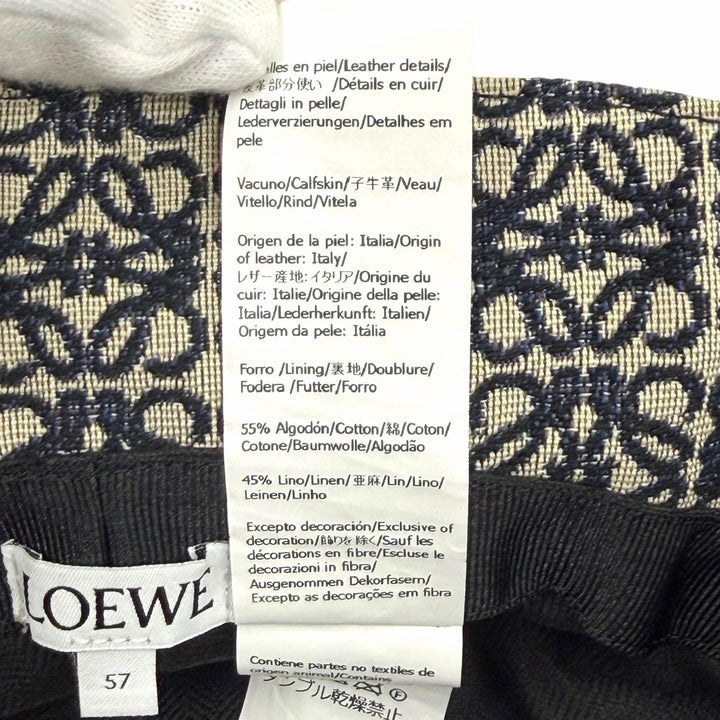 Great LOEWE hat Repeat Anagram Cowhide Leather Bucket Hat cotton 57 K820HB1X07