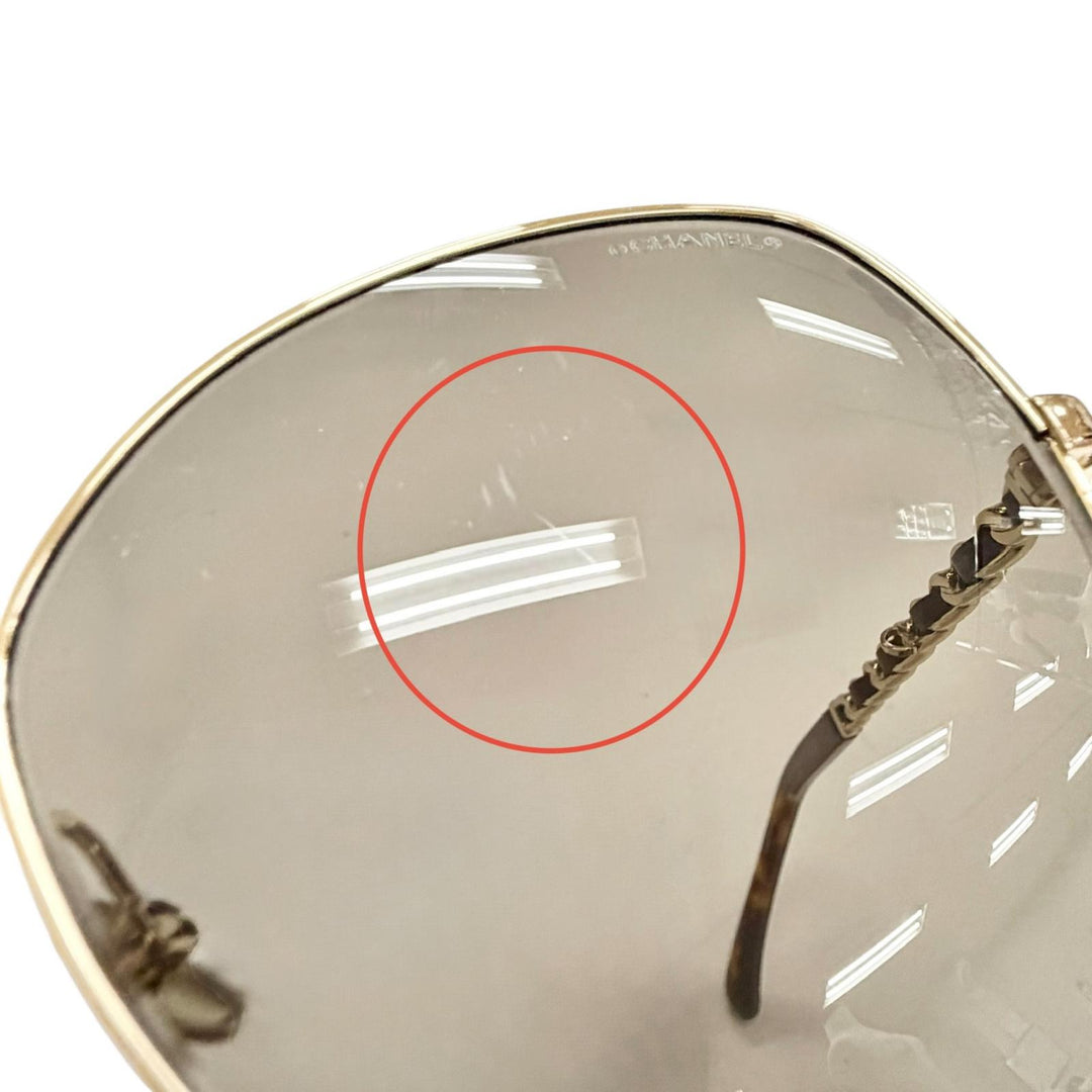 Great CHANEL sunglasses COCO Mark butterfly shape with logo chain gold 4274-Q