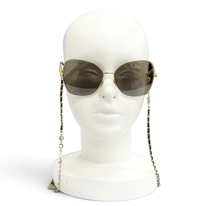 Great CHANEL sunglasses COCO Mark butterfly shape with logo chain gold 4274-Q