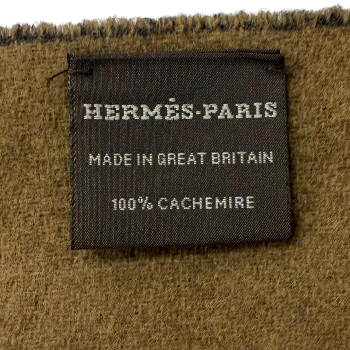 Excellent HERMES Scarf Horsebit Fringe Navy cashmere mens