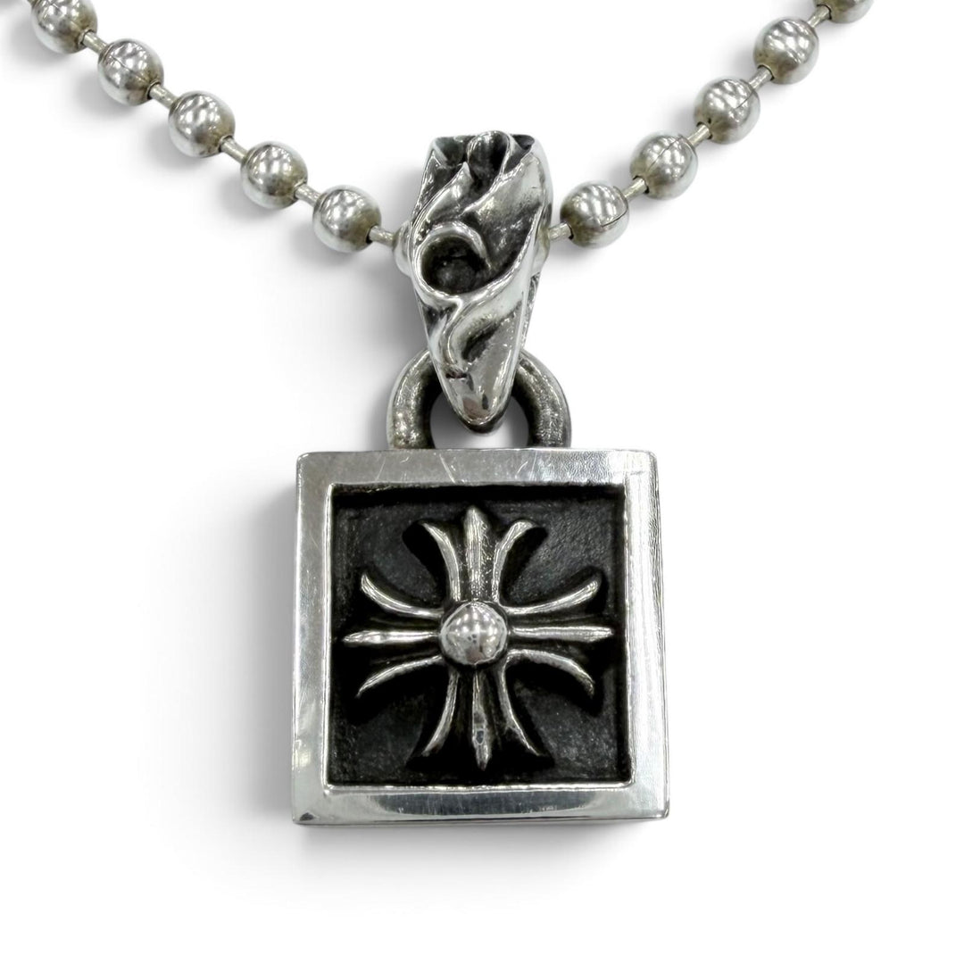 Great CHROME HEARTS Necklace Framed CH Plus Necklace Ball Chain 20 inches 925