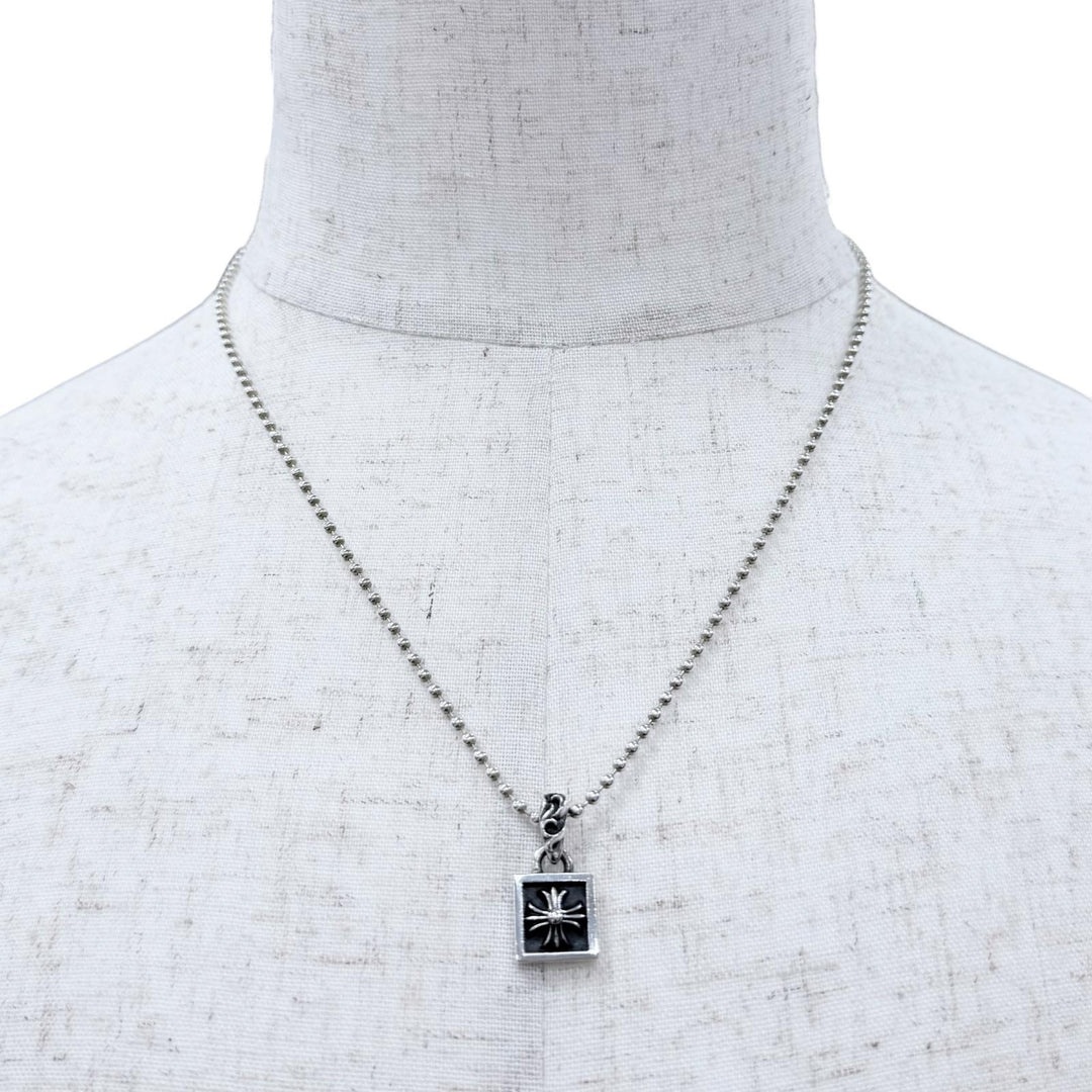 Great CHROME HEARTS Necklace Framed CH Plus Necklace Ball Chain 20 inches 925