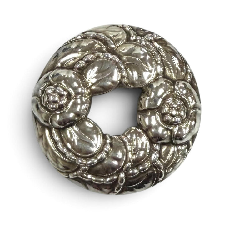 Great Georg Jensen Brooch Floral Wreath Silver 925 Women 42