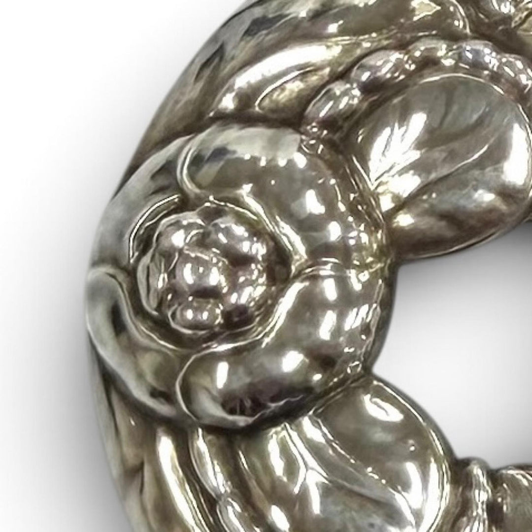 Great Georg Jensen Brooch Floral Wreath Silver 925 Women 42