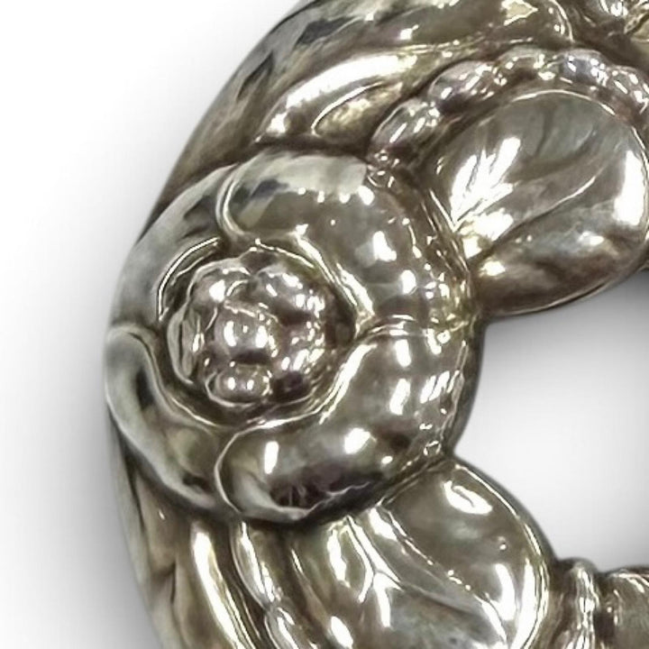 Great Georg Jensen Brooch Floral Wreath Silver 925 Women 42