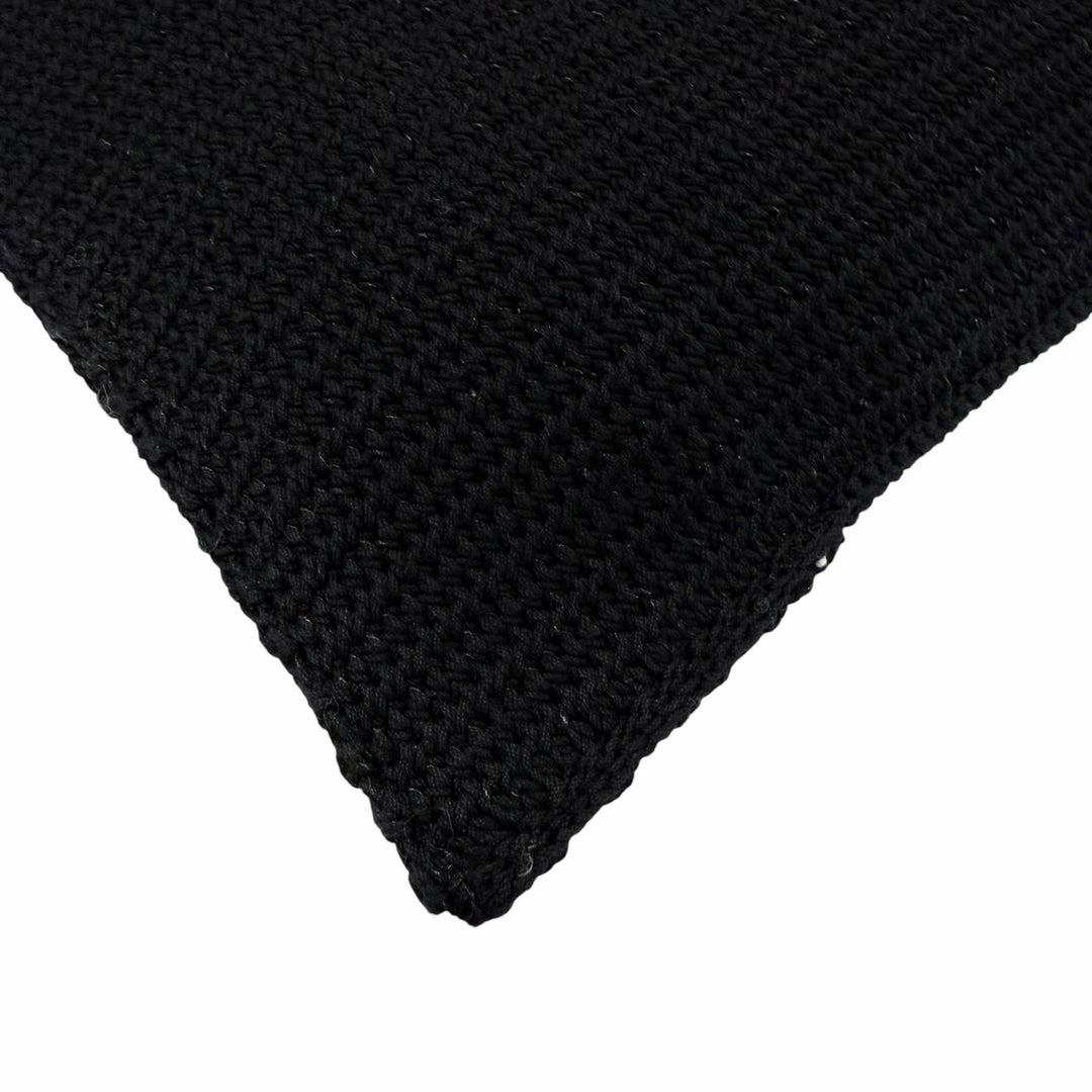Pristine CELINE Shoulder Bag Crochet Logo Strap Knit black cotton 2ADCS817X