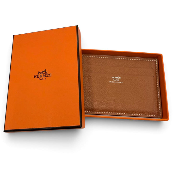 Great HERMES Card Case Citizen twill Evercolor Leather Women