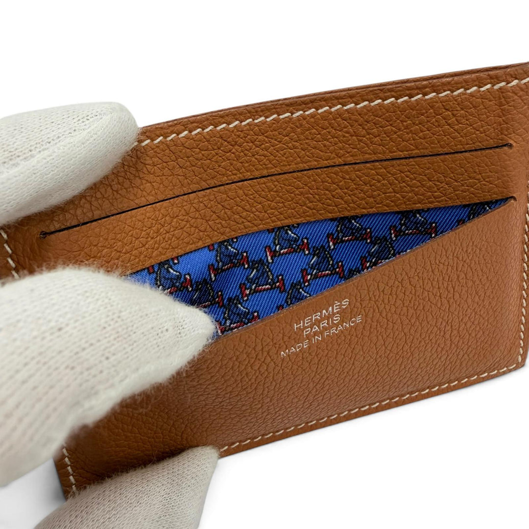 Great HERMES Card Case Citizen twill Evercolor Leather Women