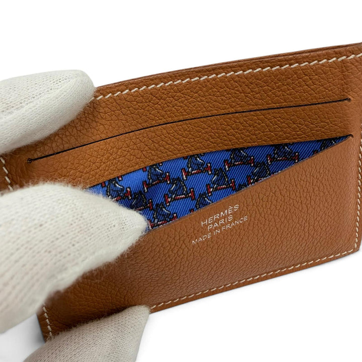 Great HERMES Card Case Citizen twill Evercolor Leather Women