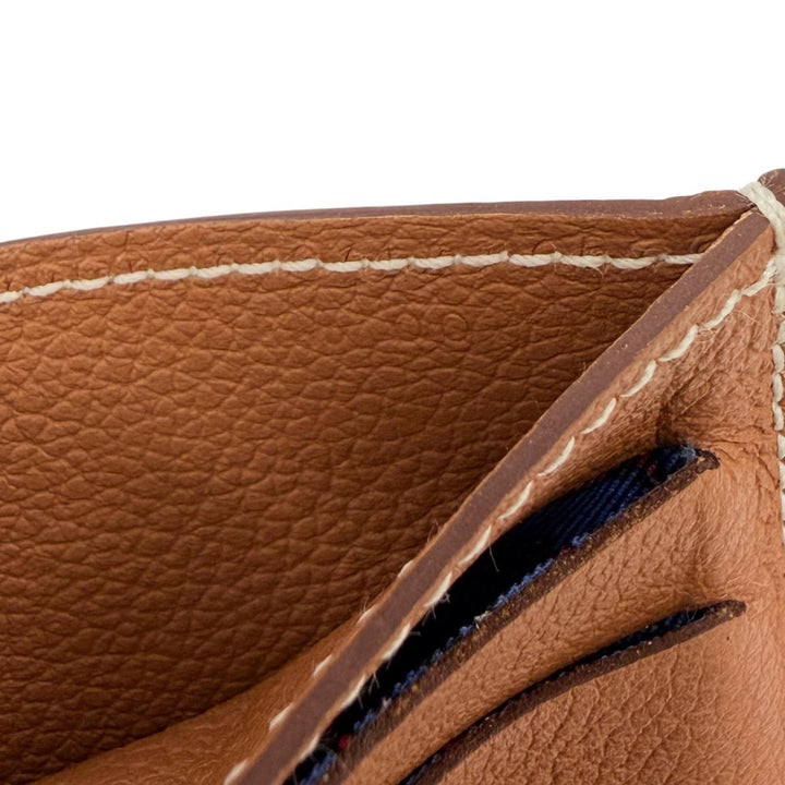 Great HERMES Card Case Citizen twill Evercolor Leather Women