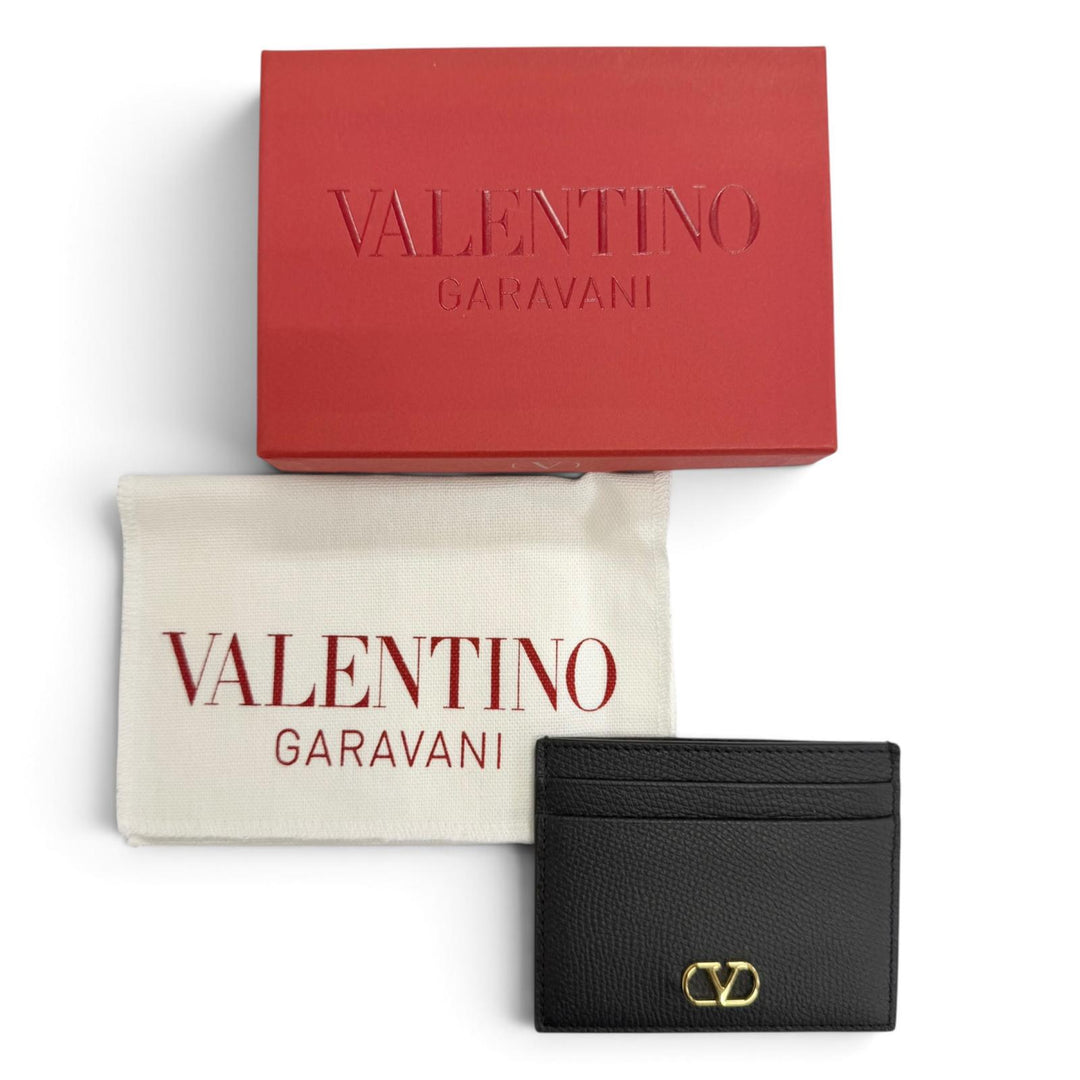Excellent Valentino Garavani V Logo Leather Card Case black 7W2P0AJ7SNP
