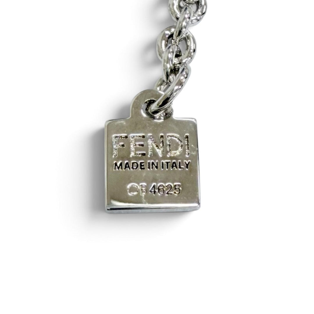 Excellent FENDI bracelet FOREVER FF Logo Crystal Chain Silver Women 8AK321