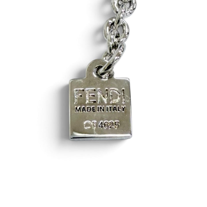 Excellent FENDI bracelet FOREVER FF Logo Crystal Chain Silver Women 8AK321