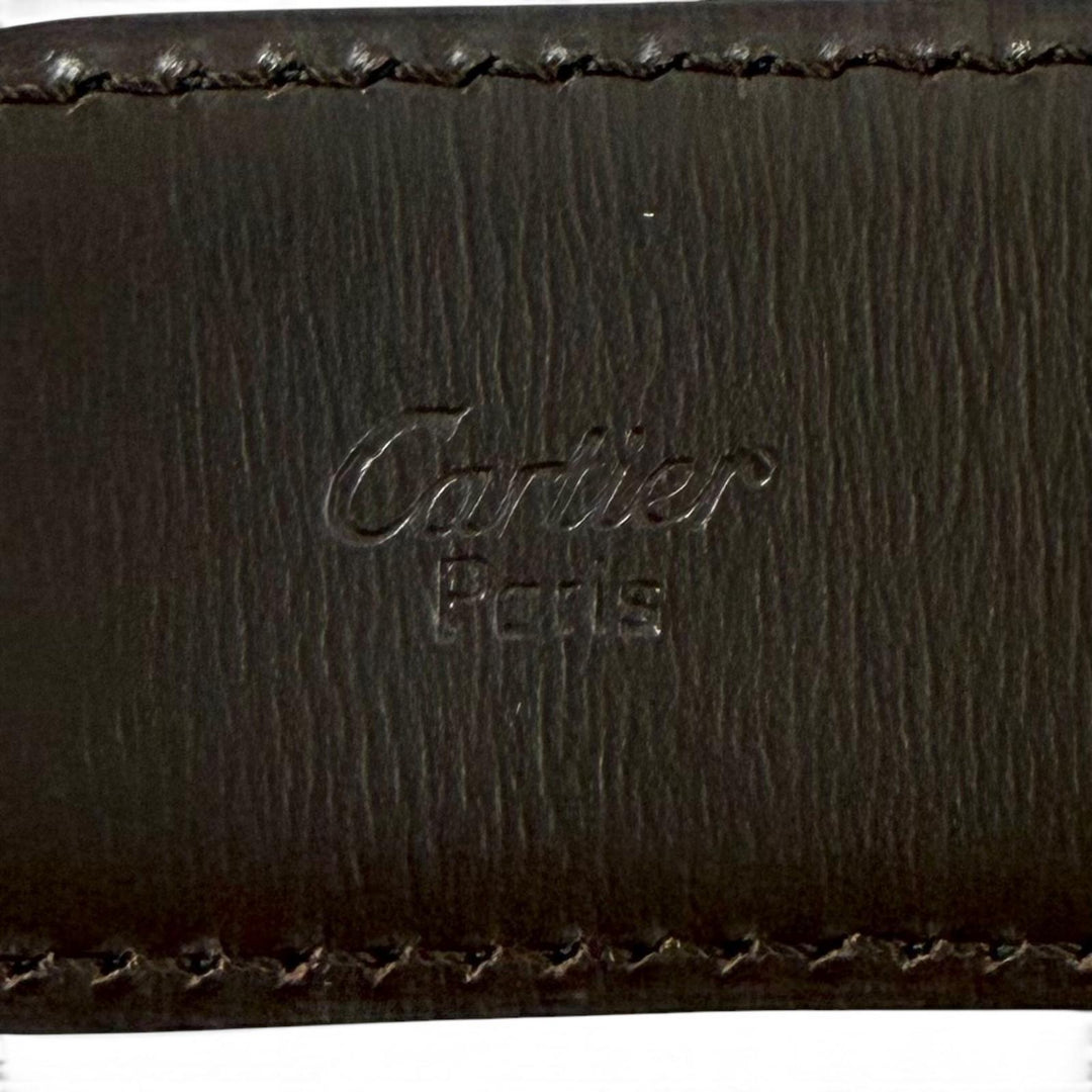 Excellent Cartier belt Reversible 2C Buckle Leather black leather Women