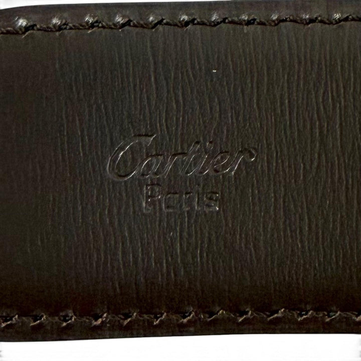 Excellent Cartier belt Reversible 2C Buckle Leather black leather Women