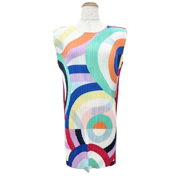 Excellent PLEATS PLEASE one piece All-over print sleeveless top 3 PP83-JT744