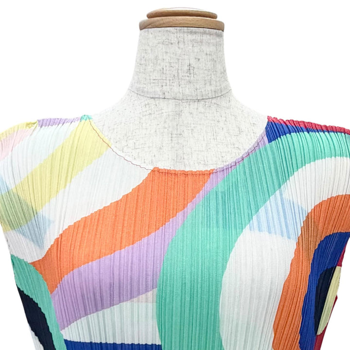 Excellent PLEATS PLEASE one piece All-over print sleeveless top 3 PP83-JT744