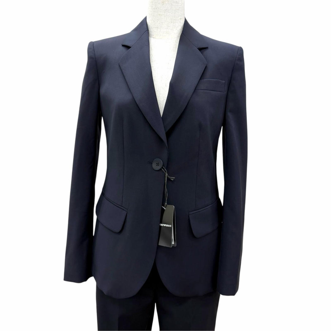 Pristine EMPORIO ARMANI suit Jacket and Pants Dark navy Virgin wool Women EU 36