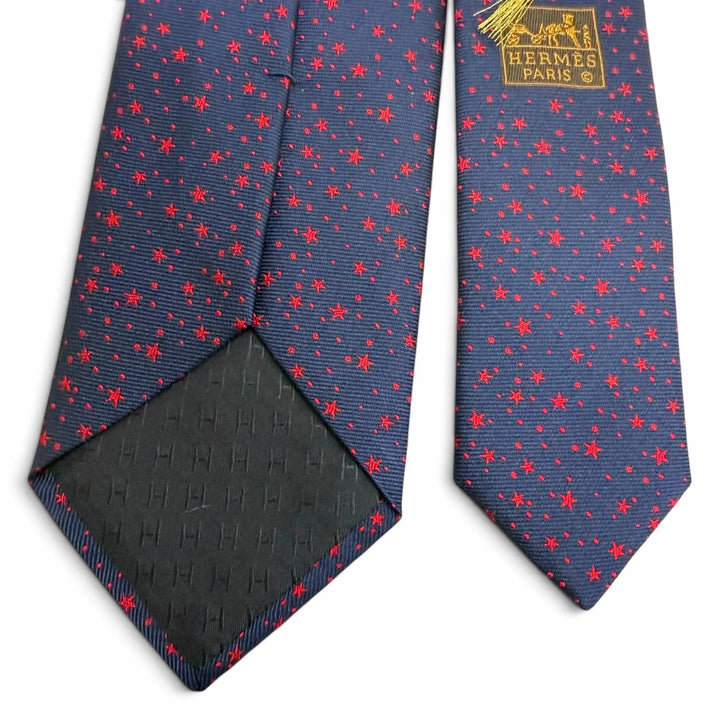 Pristine HERMES tie Stars Petityan Overall handle Marin silk mens H339444T 04