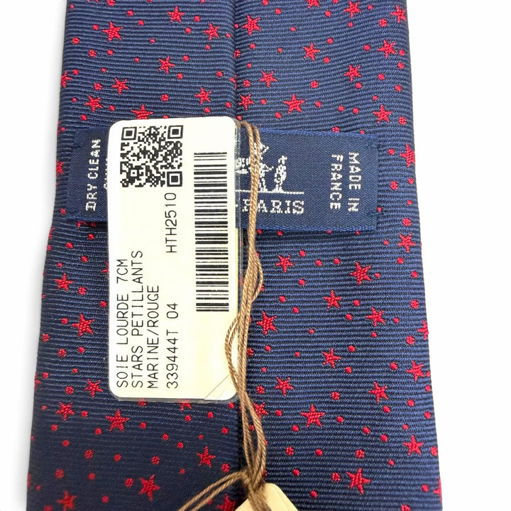 Pristine HERMES tie Stars Petityan Overall handle Marin silk mens H339444T 04