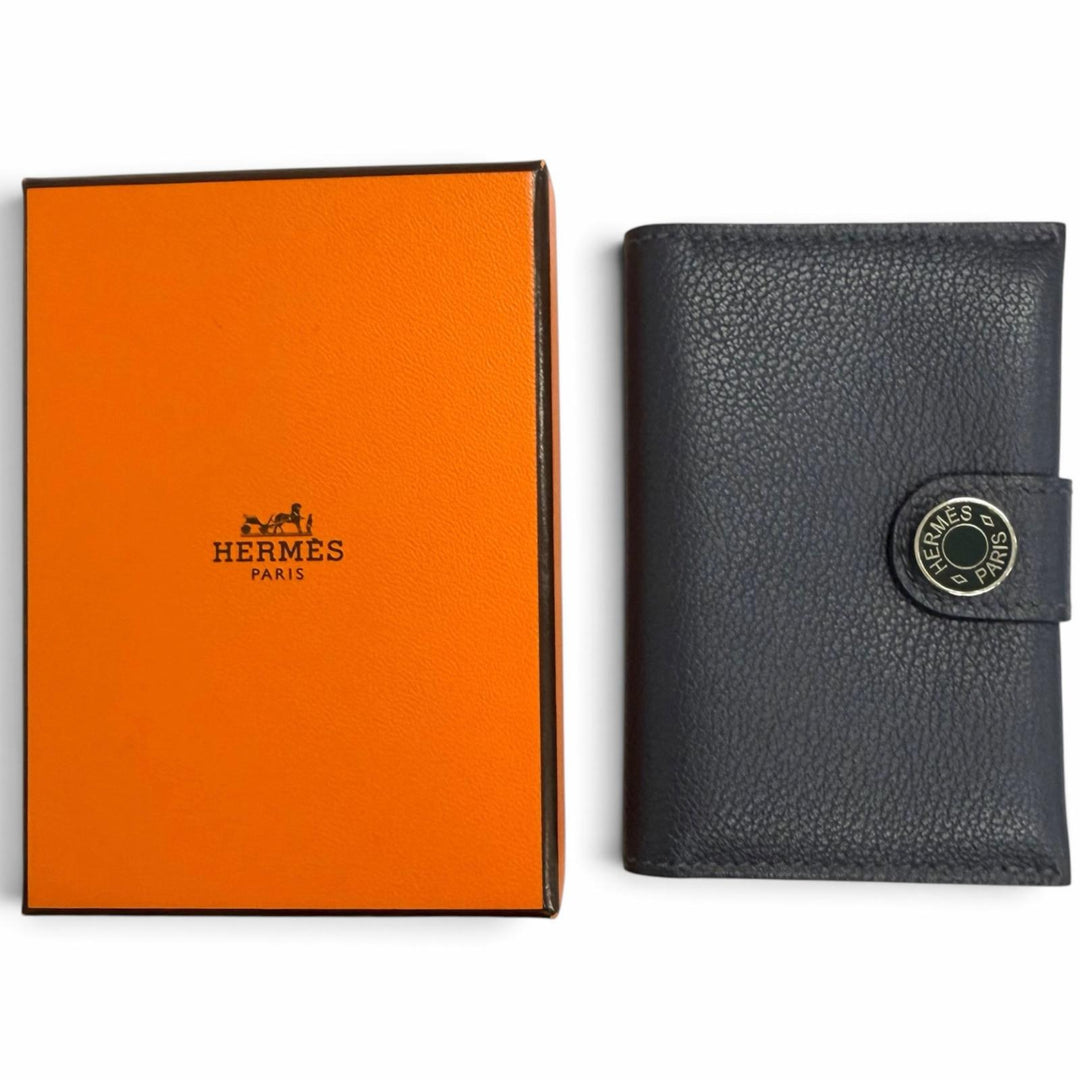 Great HERMES Card Case R.M.S. Crude cell Blue Safir Evercolor Leather mens